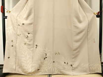 平和屋着物●中井淳夫　訪問着　刺繍　草花文　金糸　金彩　正絹　逸品　AABJ4060fy