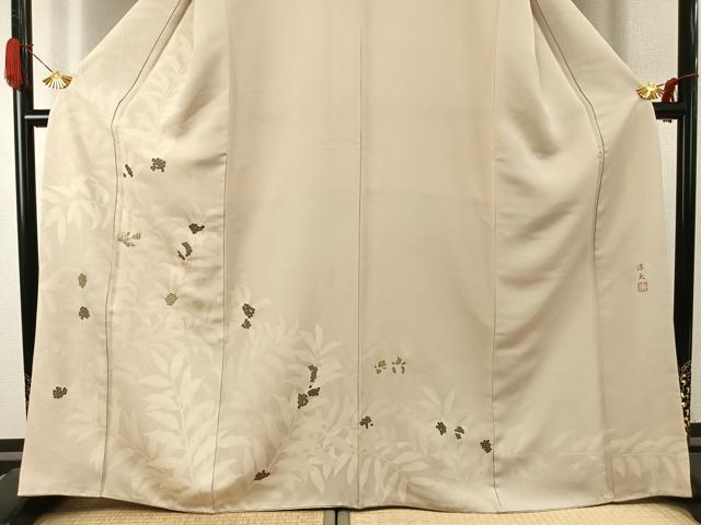 平和屋着物●中井淳夫　訪問着　刺繍　草花文　金糸　金彩　正絹　逸品　AABJ4060fy