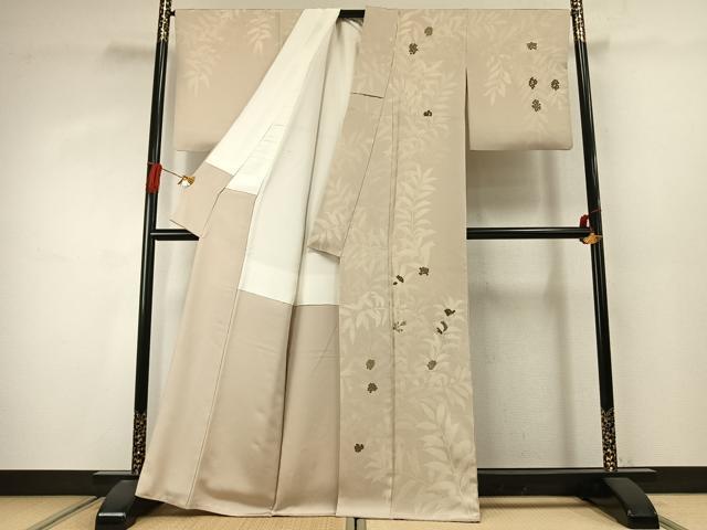 平和屋着物●中井淳夫　訪問着　刺繍　草花文　金糸　金彩　正絹　逸品　AABJ4060fy