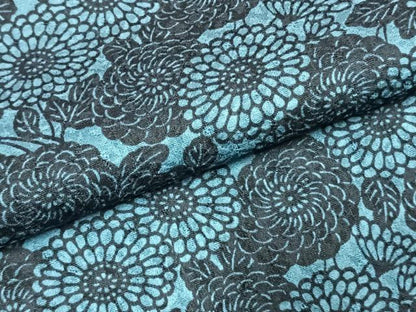 平和屋着物●上質な小紋　藍　型染め　草花文　正絹　逸品　未使用　AABJ4061fy