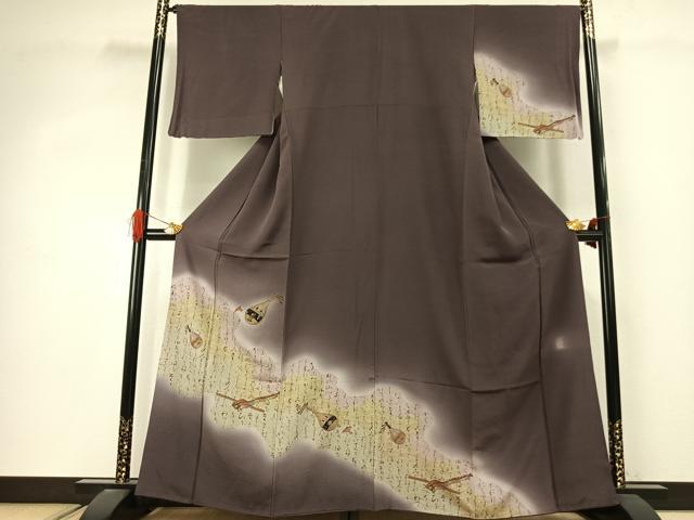 平和屋着物●訪問着　作家物　楽器文様　暈し染め　金銀彩　やまと誂製　正絹　逸品　AABJ4064fy