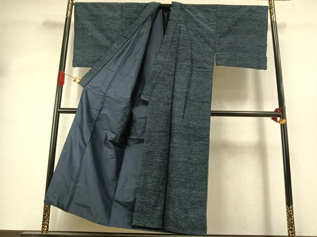 平和屋着物●男性　結城紬　アンサンブル　杢　霞文　正絹　逸品　AABJ4065fy