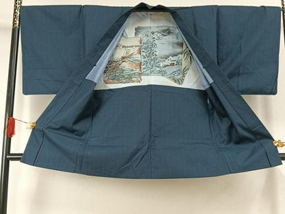 平和屋着物●男性　紬　アンサンブル　100亀甲　総詰め　正絹　逸品　AABJ4066fy