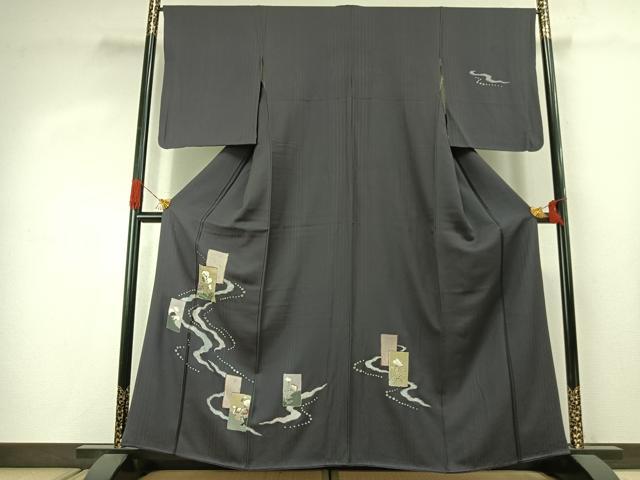 平和屋着物●訪問着　色紙重ね花文　金彩　正絹　逸品　AABJ4068fy
