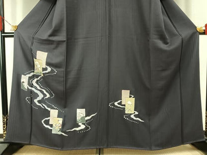 平和屋着物●訪問着　色紙重ね花文　金彩　正絹　逸品　AABJ4068fy
