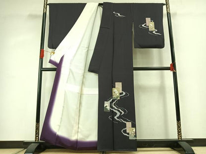 平和屋着物●訪問着　色紙重ね花文　金彩　正絹　逸品　AABJ4068fy