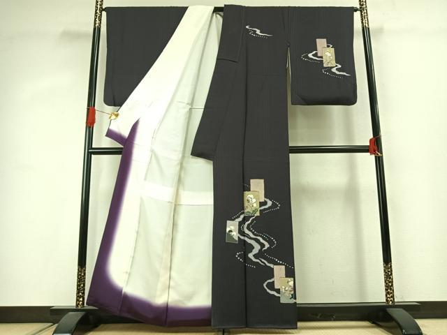 平和屋着物●訪問着　色紙重ね花文　金彩　正絹　逸品　AABJ4068fy