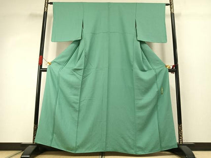 平和屋着物●本草木染作家　圓啓　色無地　花尽くし地紋　若竹色　正絹　逸品　未使用　AABJ4072fy