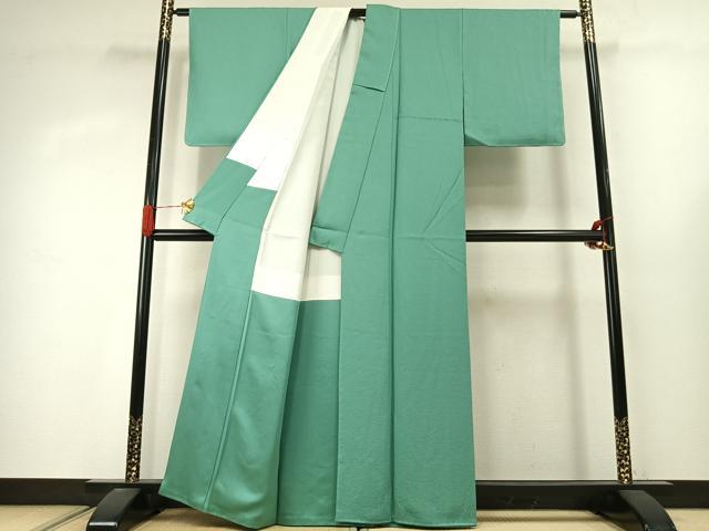 平和屋着物●本草木染作家　圓啓　色無地　花尽くし地紋　若竹色　正絹　逸品　未使用　AABJ4072fy