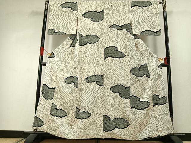 平和屋着物●上質な小紋　総絞り　雲取り文　正絹　逸品　AABJ4074fy