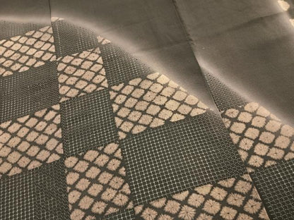 平和屋着物●訪問着　中国三大刺繍　汕頭刺繍　スワトウ刺繍　幾何学文様　暈し染め　正絹　逸品　AABJ4078fy