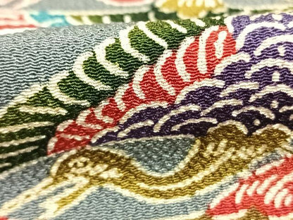 平和屋着物●上質な小紋　型染め　双鶴菱　鬼しぼ縮緬　正絹　逸品　AABJ4080fy