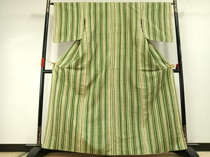 平和屋着物●上質な紬　縞　正絹　逸品　AABJ4083fy