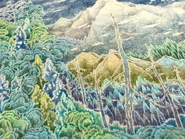 平和屋着物●荒川東海　訪問着　風景文　暈し染め　銀通し地　正絹　逸品　AABJ4087fy