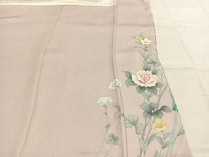 平和屋着物●巨匠　前田華清　手描き　訪問着　草花文　暈し染め　正絹　逸品　AABJ4092fy