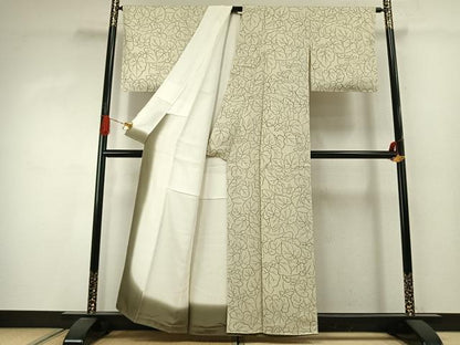 平和屋着物●上質な小紋　草花文　丹後ちりめん　反端付き　正絹　逸品　未使用　AABJ4095fy