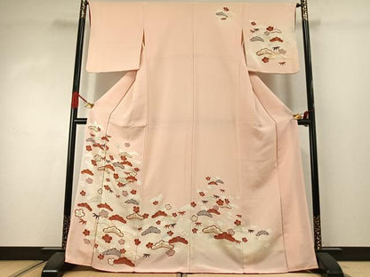 平和屋着物●訪問着　駒刺繍　松竹梅　暈し染め　金彩　正絹　逸品　AABJ4096fy