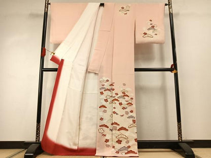 平和屋着物●訪問着　駒刺繍　松竹梅　暈し染め　金彩　正絹　逸品　AABJ4096fy