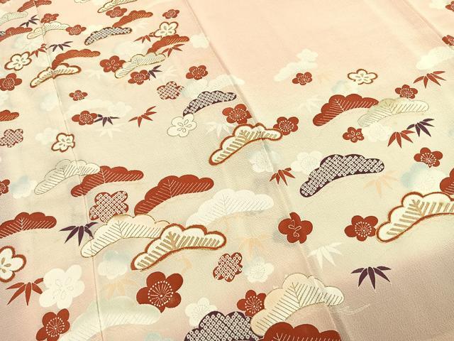 平和屋着物●訪問着　駒刺繍　松竹梅　暈し染め　金彩　正絹　逸品　AABJ4096fy