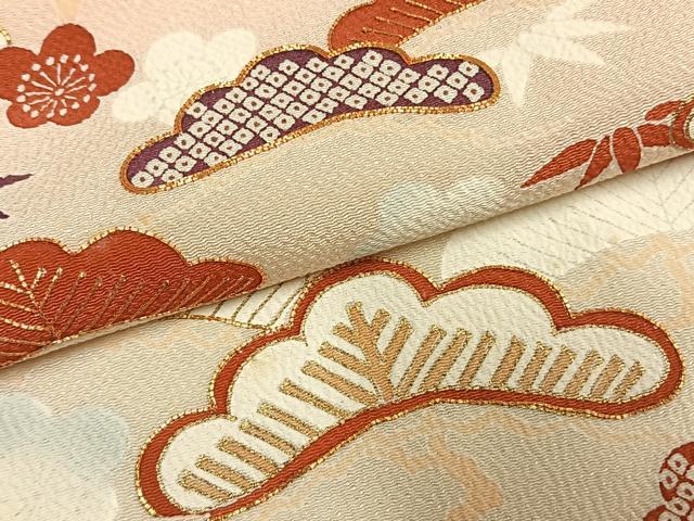 平和屋着物●訪問着　駒刺繍　松竹梅　暈し染め　金彩　正絹　逸品　AABJ4096fy
