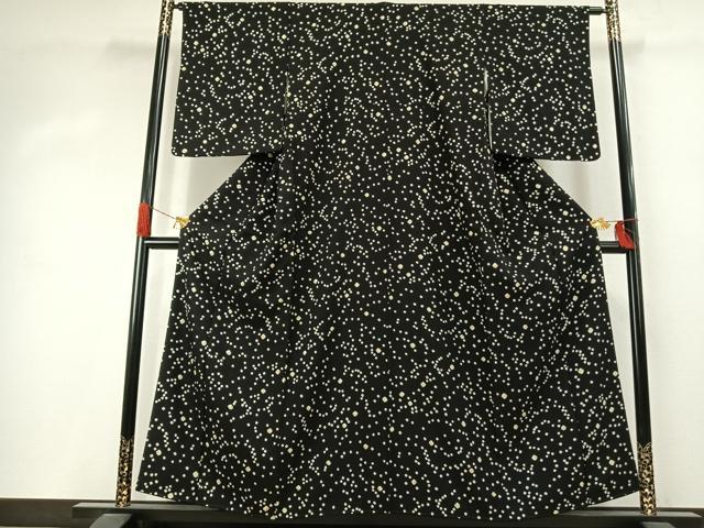 平和屋着物●上質な小紋　総絞り　鹿の子文様　黒地　正絹　逸品　AABJ4101fy