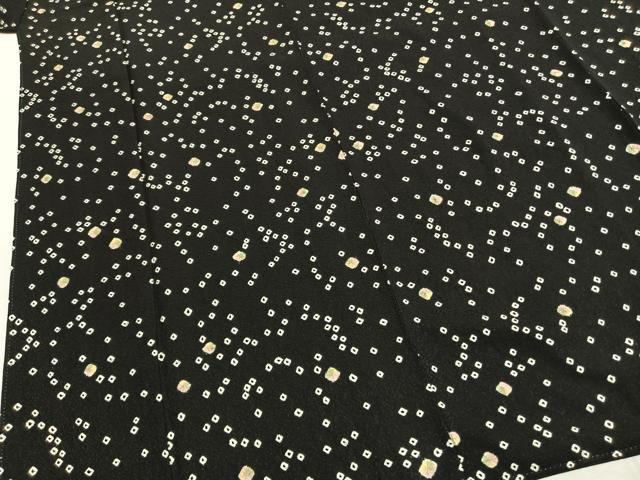 平和屋着物●上質な小紋　総絞り　鹿の子文様　黒地　正絹　逸品　AABJ4101fy