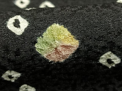 平和屋着物●上質な小紋　総絞り　鹿の子文様　黒地　正絹　逸品　AABJ4101fy