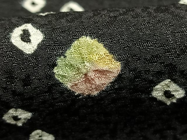 平和屋着物●上質な小紋　総絞り　鹿の子文様　黒地　正絹　逸品　AABJ4101fy