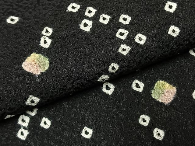 平和屋着物●上質な小紋　総絞り　鹿の子文様　黒地　正絹　逸品　AABJ4101fy