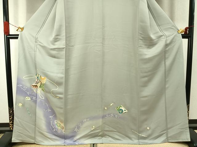 平和屋着物●訪問着　駒刺繍　誰が袖花文　暈し染め　金彩　正絹　逸品　AABJ4102fy