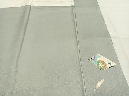 平和屋着物●訪問着　駒刺繍　誰が袖花文　暈し染め　金彩　正絹　逸品　AABJ4102fy