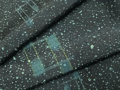 平和屋着物●上質な紬　藍　幾何学文様　正絹　逸品　AABJ4104fy