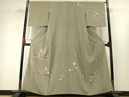 平和屋着物●京加賀友禅　百貫達雄　訪問着　草花文　正絹　逸品　未使用　AABJ4105fy