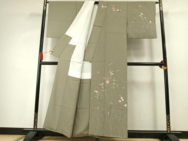 平和屋着物●京加賀友禅　百貫達雄　訪問着　草花文　正絹　逸品　未使用　AABJ4105fy
