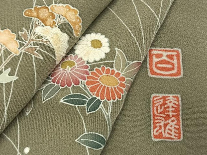 平和屋着物●京加賀友禅　百貫達雄　訪問着　草花文　正絹　逸品　未使用　AABJ4105fy