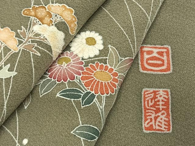 平和屋着物●京加賀友禅　百貫達雄　訪問着　草花文　正絹　逸品　未使用　AABJ4105fy