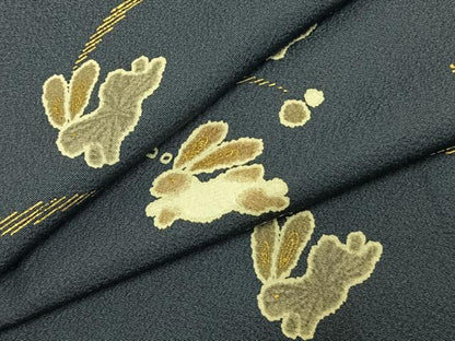 平和屋着物●上質な小紋　兎　金彩　正絹　逸品　AABJ4106fy