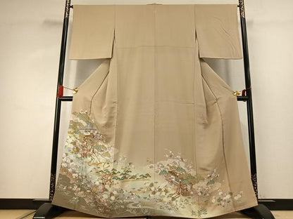 平和屋着物●豪華色留袖　松竹梅　御所車花鳥文　金彩　正絹　逸品　AABJ4107fy