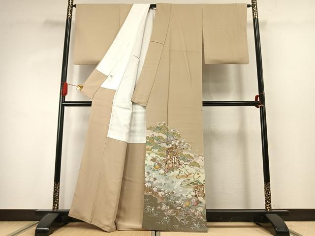 平和屋着物●豪華色留袖　松竹梅　御所車花鳥文　金彩　正絹　逸品　AABJ4107fy