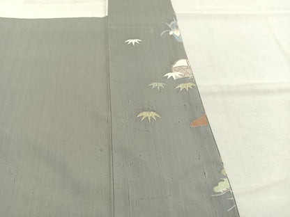 平和屋着物●訪問着　紬地　作家物　松竹梅　風景文　暈し染め　正絹　逸品　AABJ4110fy