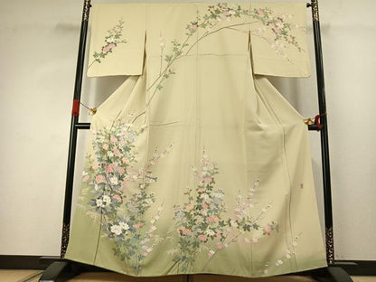 平和屋着物●十日町友禅作家　一梗　訪問着　枝花文　暈し染め　正絹　逸品　AABJ4111fy