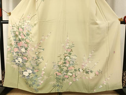 平和屋着物●十日町友禅作家　一梗　訪問着　枝花文　暈し染め　正絹　逸品　AABJ4111fy