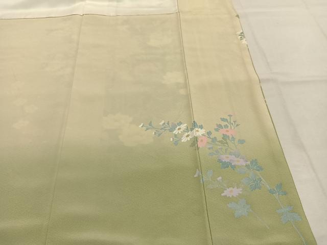 平和屋着物●十日町友禅作家　一梗　訪問着　枝花文　暈し染め　正絹　逸品　AABJ4111fy