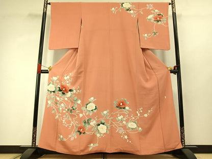 平和屋着物●訪問着　友禅　作家物　枝花文　鬼しぼ縮緬　正絹　逸品　AABJ4112fy