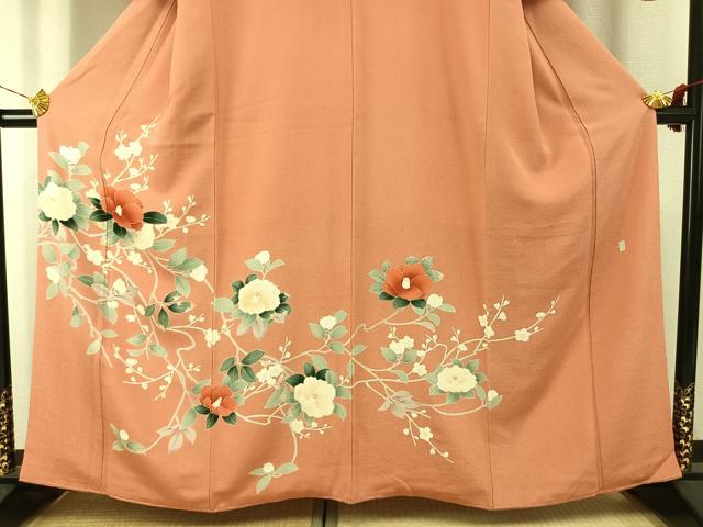 平和屋着物●訪問着　友禅　作家物　枝花文　鬼しぼ縮緬　正絹　逸品　AABJ4112fy