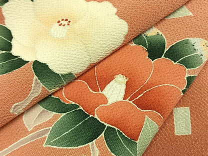 平和屋着物●訪問着　友禅　作家物　枝花文　鬼しぼ縮緬　正絹　逸品　AABJ4112fy
