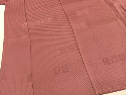 平和屋着物●上質な色無地　色紙花地紋　長春色　正絹　逸品　未使用　AABJ4113fy