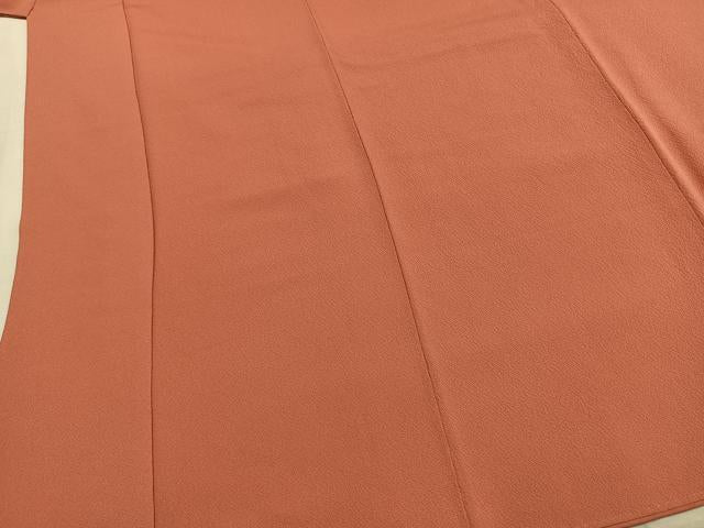 平和屋着物●ファッションデザイナー 花井幸子　色無地　珊瑚朱色　正絹　逸品　未使用　AABJ4114fy