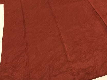 平和屋着物●上質な色無地　墨流し地紋　海老茶色　正絹　逸品　AABJ4116fy