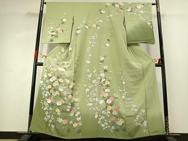 平和屋着物●訪問着　友禅　作家物　枝花文　暈し染め　やまと誂製　正絹　逸品　未使用　AABJ4117fy